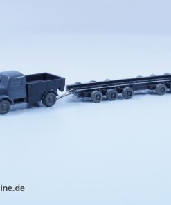 Wiking unverglast | Culemeyer – Henschel Zugmaschine mit Straßenroller | Grau | H0 – 1:87