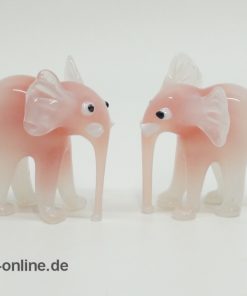 Buntes Glastier | Rosa Elefanten | Vintage Miniatur Glasfigur | Glaskunst Skulptur