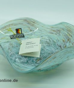 Alwe Regenhütte Glas Vase | Glasschale Unregelmäßig gewellt und skulptural | Unikat  Zertifikat Signiert von 1994
